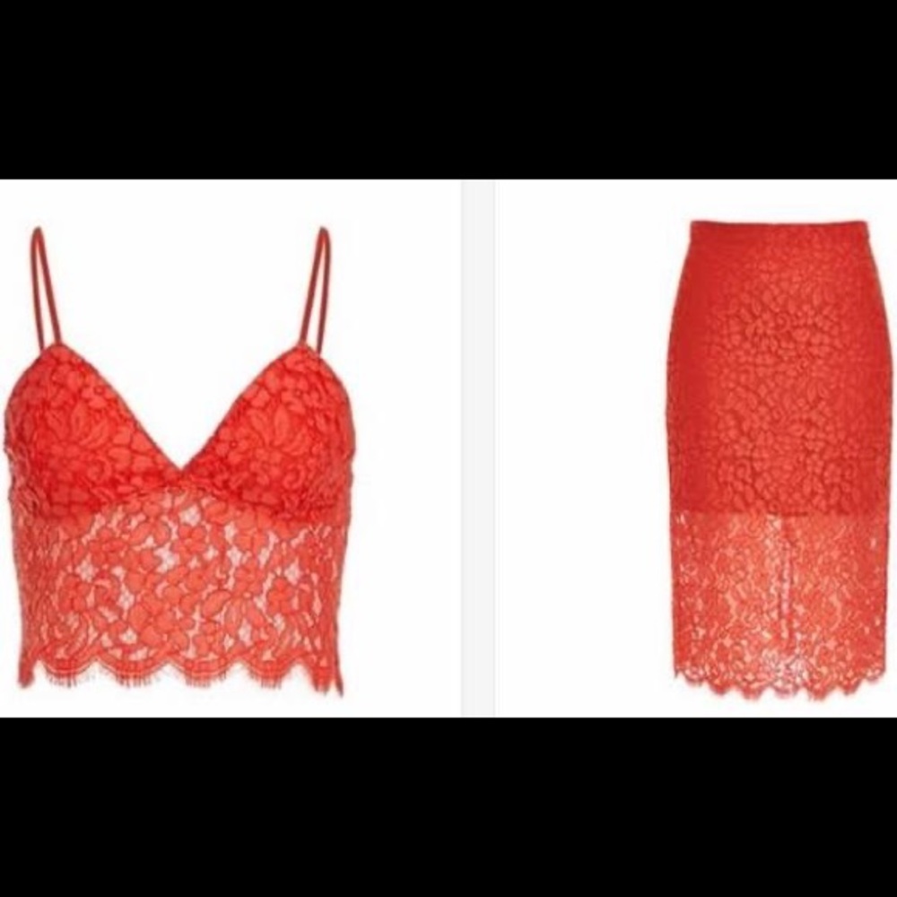 Bardot Burgundy Lace Midi Set